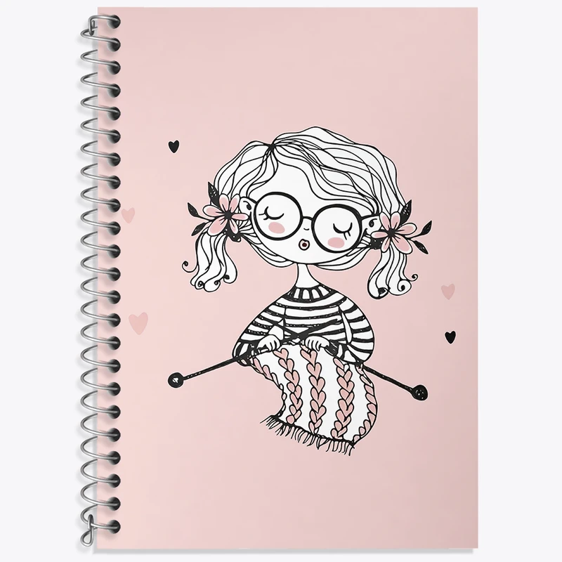 دفتر لغت 50 برگ خندالو طرح دختر بافنده کد N2013