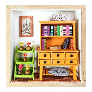 تابلو چوبی مدل مینیاتور طرح  کمد و کتاب