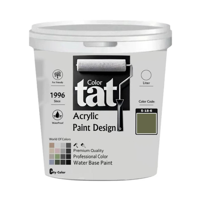 رنگ سبز زیتونی تیره مات اکرولیک تات کد 5-18-6 حجم 4لیتر