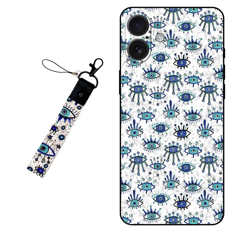 کاور مگافون طرح چشم نظر  مدل 6464 مناسب برای گوشی موبایل اپل iPhone 16  به همراه بند مچی 