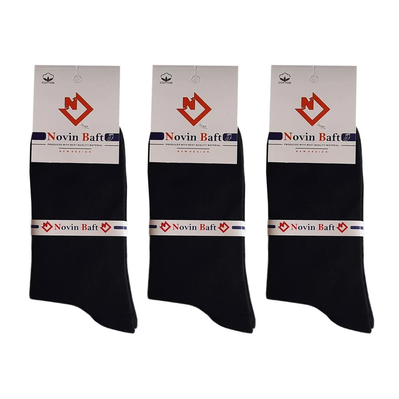 جوراب ساق بلند مردانه مدل نوین بافت b3 بسته 3 عددی