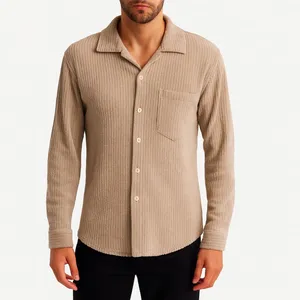 پیراهن آستین بلند یقه برگردان مردانه مدل مخمل کش