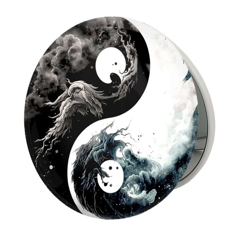 آینه جیبی خندالو طرح یین و یانگ مدل تاشو کد 30530