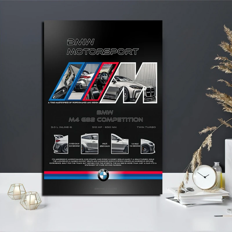 تابلو شاسی بکلیت طرح ماشین BMW M4 G82 مدل SH-S10759 