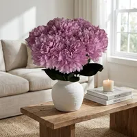 دسته گل مصنوعی گل داوودی شامل 8 شاخه، ارتفاع هر شاخه 44 cm، قطر گل 12 cm، جنس پارچه&zwnj;ای و قابل شستشو