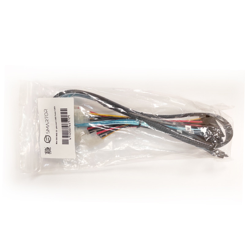 کابل تبدیل Mini SAS SFF-8087 به 4 پورت SFF-8482 29-Pin با برق 4 پین اسمارطور مدل SM91 طول 1 متر