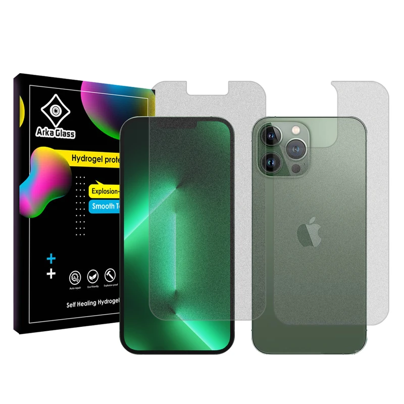 محافظ صفحه نمایش مات آرکا گلس مدل Tough مناسب برای گوشی موبایل اپل iPhone 13 Pro Max به همراه محافظ پشت گوشی