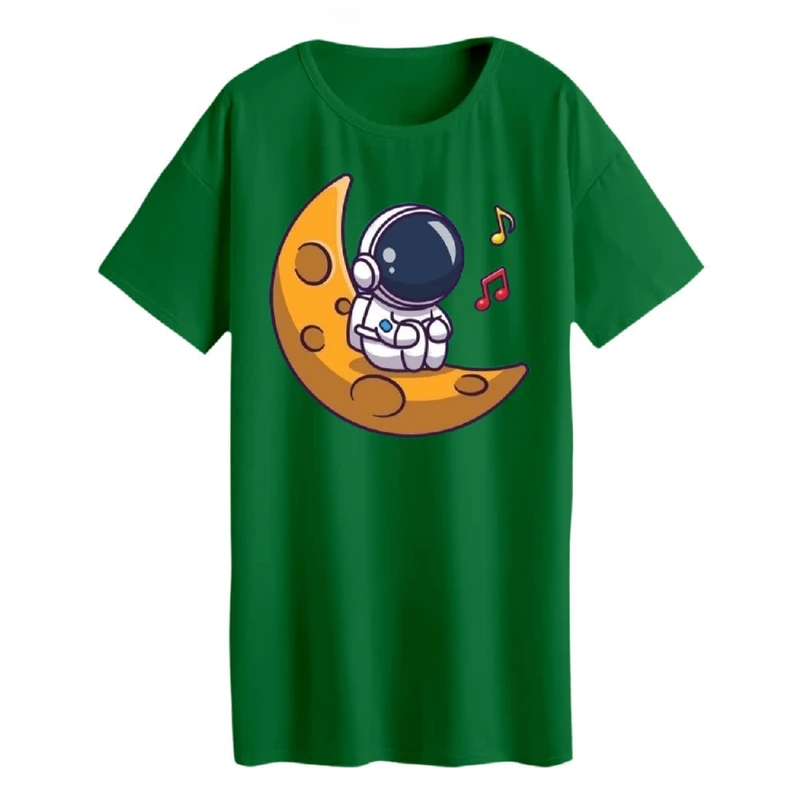 تی شرت لانگ زنانه مدل  فضانورد و ماه کد2