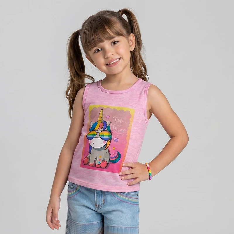 تاپ دخترانه طرح اسب تک شاخ کد M02