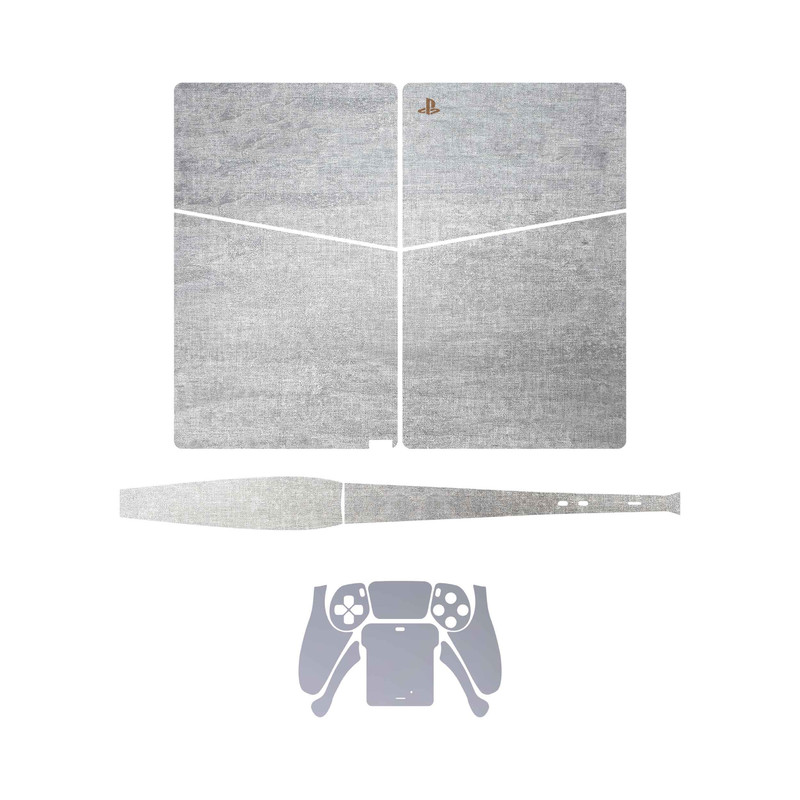 برچسب کنسول و دسته بازی PS5 Slim Digital Edition ماهوت مدل Cloud Hemp Texture_Matte Silver