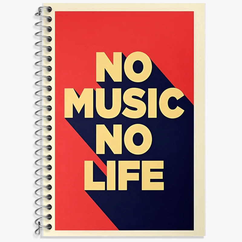 دفتر زبان 50 برگ خندالو مدل دو خط طرح No Music No Life کد F7457