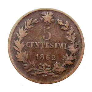 سکه تزیینی طرح 5 سنتسیمو ایتالیا مدل 1862 میلادی