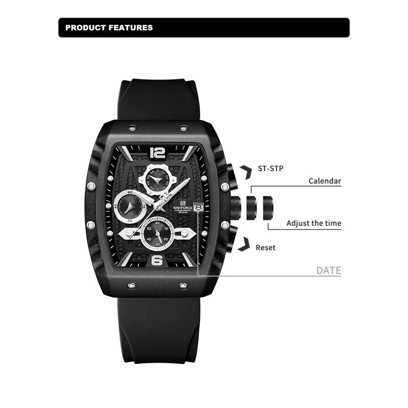 ساعت مچی عقربه‌ای مردانه کوارتز نیوی فورس مدل کرنوگراف کد 8025