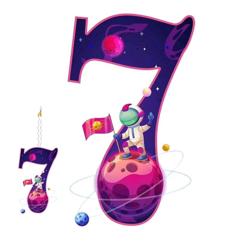 استند تولد مدل عدد 7 طرح فضانورد به همراه شمع