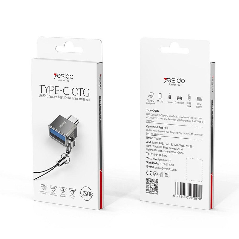 مبدل OTG USB-C به USB یسیدو مدل GS08