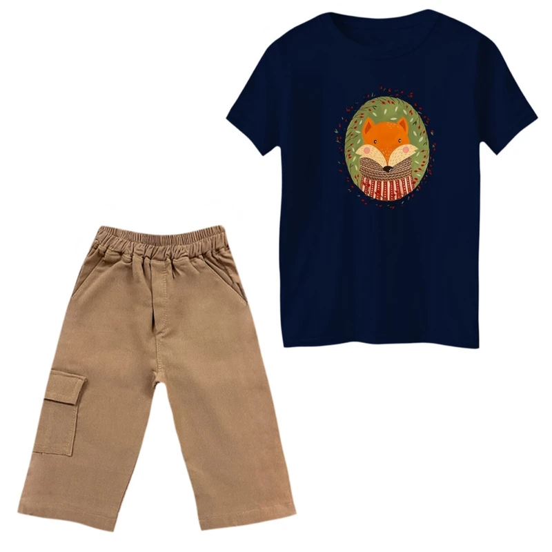 ست تی‌شرت و شلوارک پسرانه مدل روباه