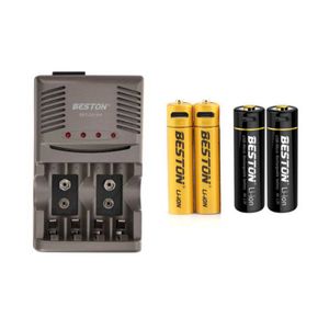 شارژر باتری بستون مدل C819 به همراه باتری قلمی و نیم قلمی قابل شارژ بسته چهار عددی