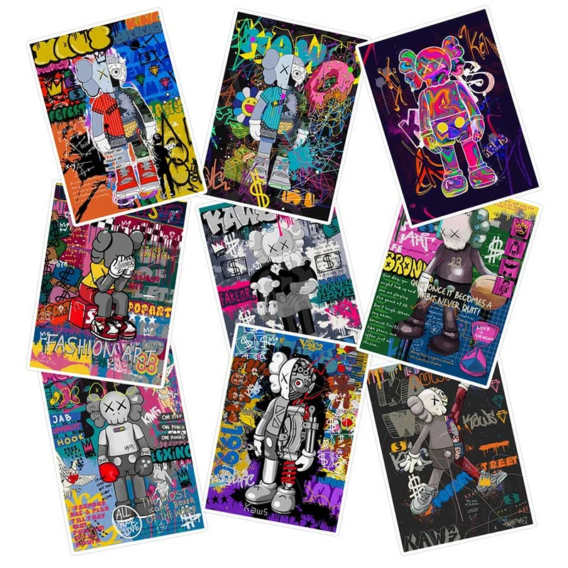   استیکر لپ تاپ ماسا دیزاین طرح kaws کد SAM98 مجموعه 9 عددی