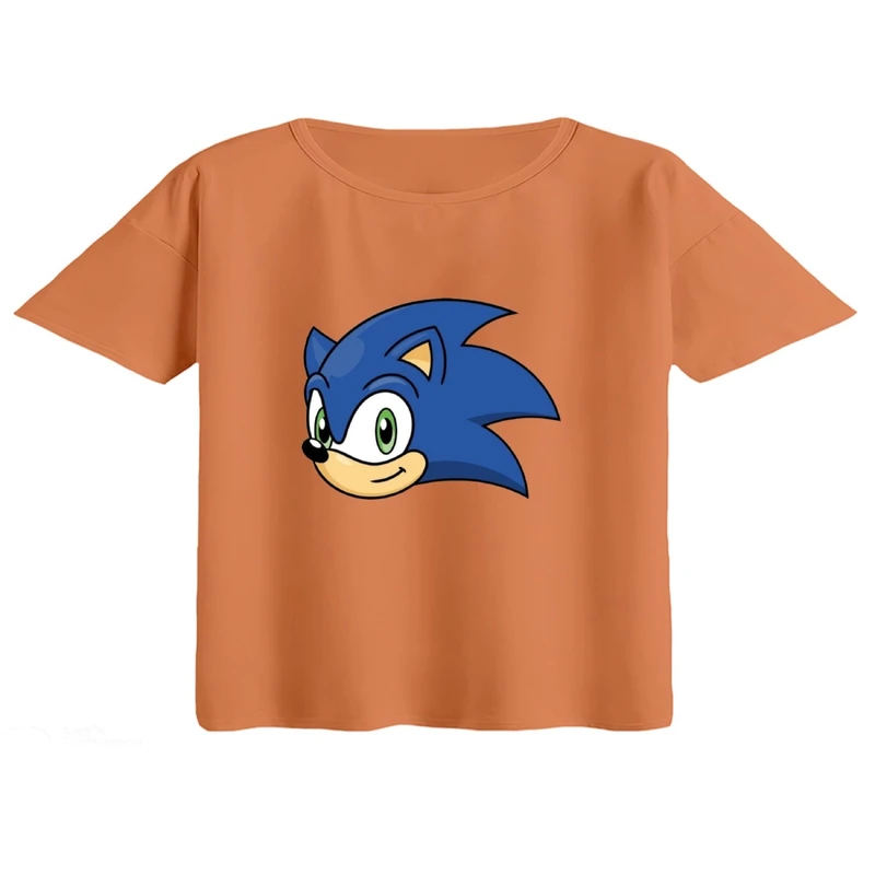 کراپ تی‌شرت آستین کوتاه زنانه مدل سونیک