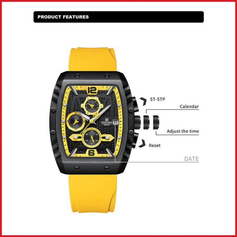 ساعت مچی عقربه‌ای مردانه نیوی فورس مدل کرنوگراف تاریخدار کد NF8025-B-Y