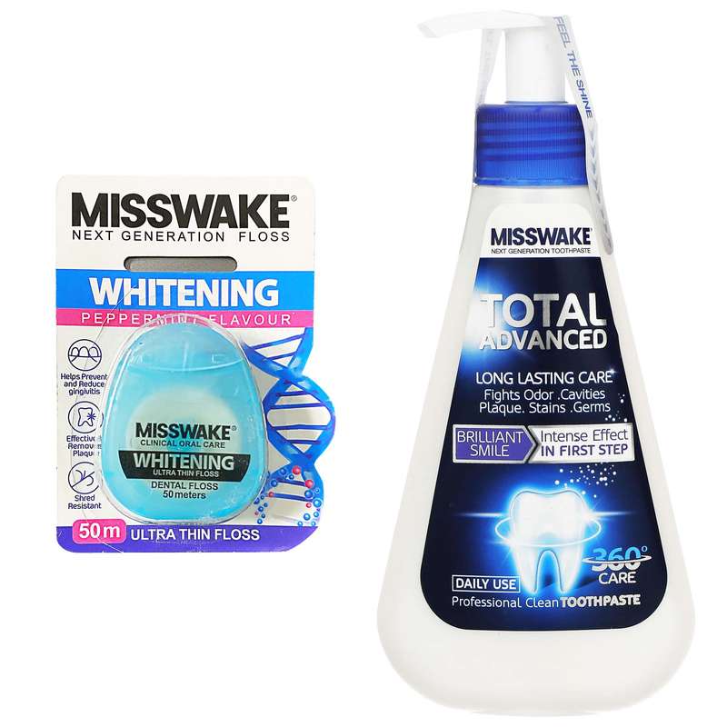 خمیر دندان میسویک مدل Total Advanced حجم 260 میلی لیتر به همراه نخ دندان میسویک مدل Whitening خمیر دندان میسویک مدل Total Advanced حجم 260 میلی لیتر به همراه نخ دندان میسویک مدل Whitening