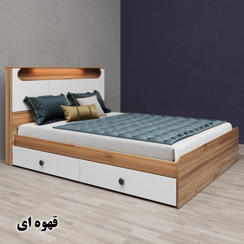 تخت خواب دو نفره وینه چوب مدل آرتا سایز 160x200 سانتی متر