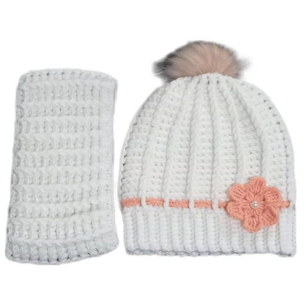 ست کلاه و شال گردن بافتنی نوزادی مدل Set-02