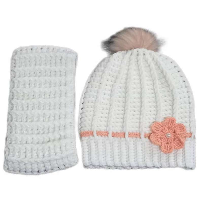 ست کلاه و شال گردن بافتنی بچگانه مدل  Do-02