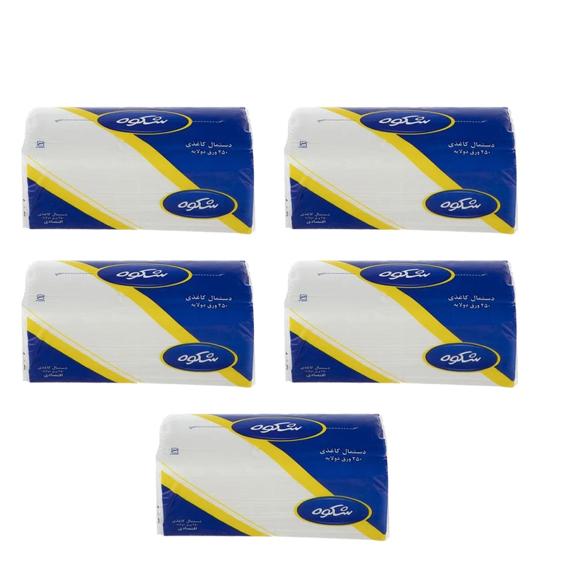 دستمال کاغذی 250 برگ شکوه مدل سافت دولا مجموعه 5 عددی