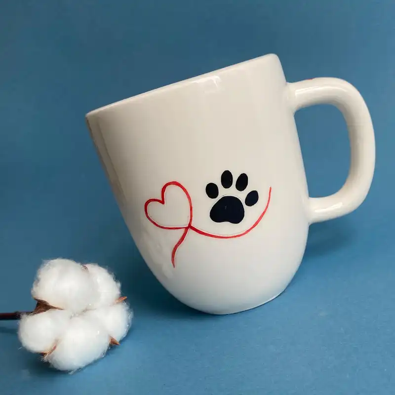 ماگ سرامیکی مدل قلب و پنجه بلند