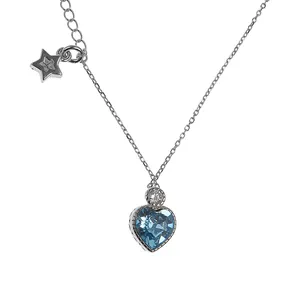 گردنبند نقره زنانه سواروسکی مدل قلب ظزیف و ستاره کد 68933