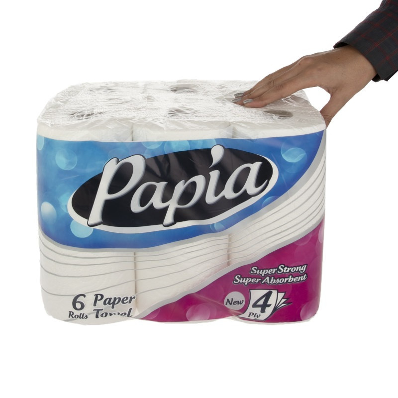 دستمال حوله ای پاپیا مدل اقتصادی بسته 6 عددی