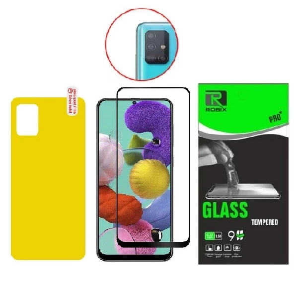 محافظ صفحه نمایش وپشت گوشی روبیکس مدل FL-A71مناسب برای گوشی موبایل سامسونگ Galaxy A71 به همراه محافظ لنز دوربین