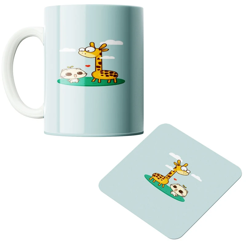 ماگ پادآفرین مدل زرافه کد 436 به همراه زیر لیوانی 