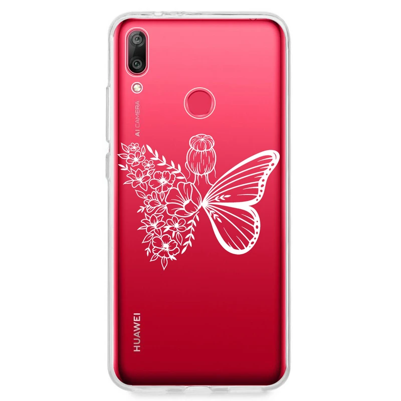 کاور مگافون طرح دختر پروانه ای مدل C53-W مناسب برای گوشی موبایل هوآوی Y7 Prime 2019 / Y7 2019