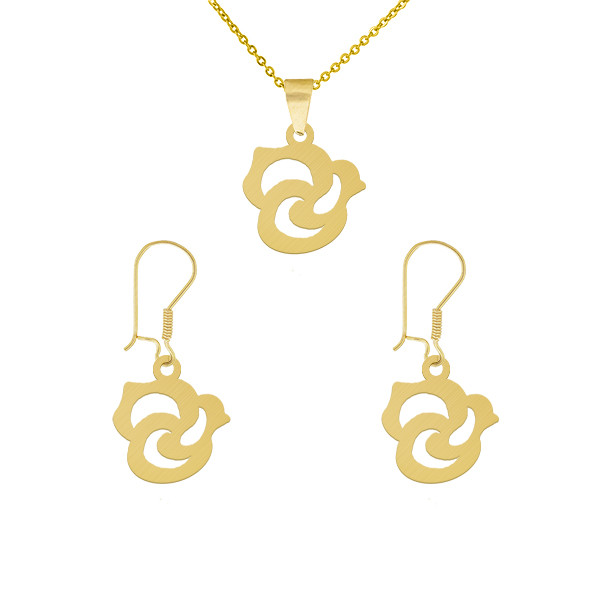 نیم ست طلا 24 عیار زنانه طلای کامک مدل گل