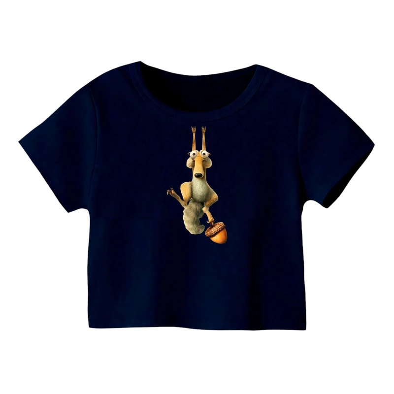 کراپ‌ تی‌شرت آستین کوتاه زنانه مدل عصر یخبندان کد 1