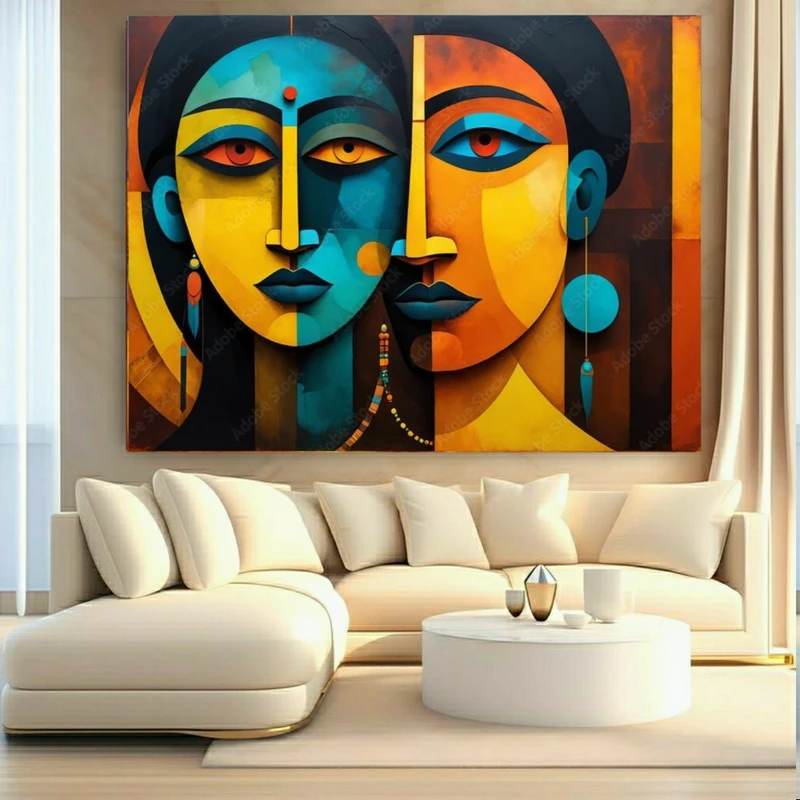 تابلو بوم طرح مخمل بومی مدل چهره دوگانه کد BK24745