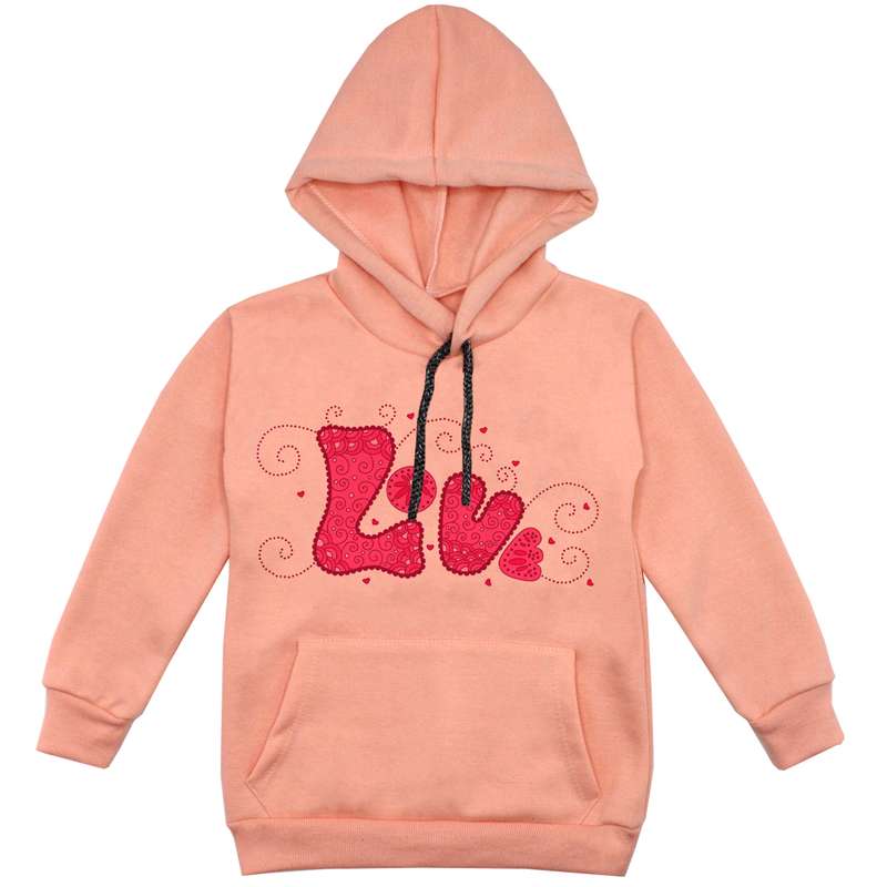 هودی دخترانه مدل F52 LOVE رنگ گلبهی
