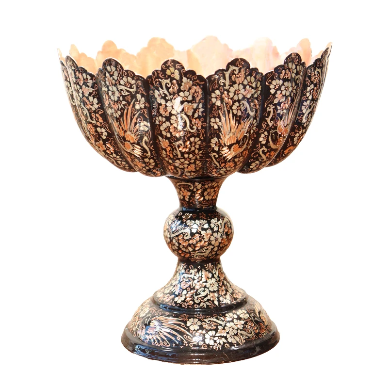 میوه خوری مسی صنایع دستی فاخر مدل تمام الماس تراش نقره کوب طرح مجلل کد Silverplating23p20-3f5