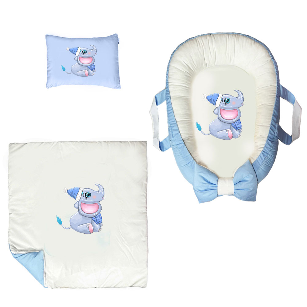 سرویس خواب سه تکه نوزاد ناریکو مدل گارد محافظ دار طرح فیل کد 0584