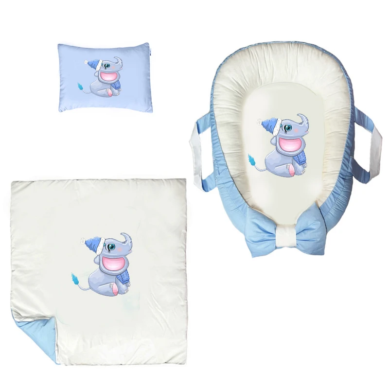 سرویس خواب سه تکه نوزاد ناریکو مدل گارد محافظ دار طرح فیل کد 0584