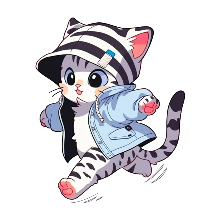 استیکر پارچه و لباس پاد آفرین مدل گربه در حال دویدن کد DKST139