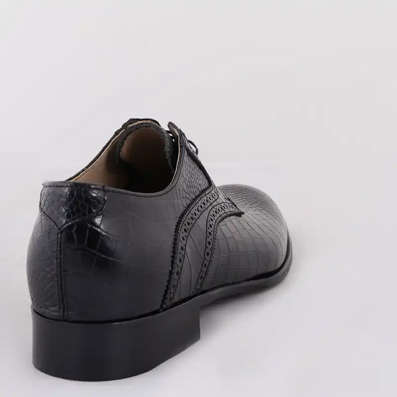 کفش مردانه کرمانی مدل تمام چرم طبیعی کروکو دستدوز کد 1074 رنگ مشکی