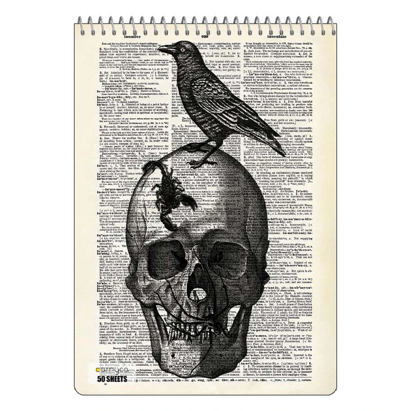 دفتر نقاشی 50 برگ سیمی کارنیکا طرح Vintage Newspaper Skeleton کد 97143