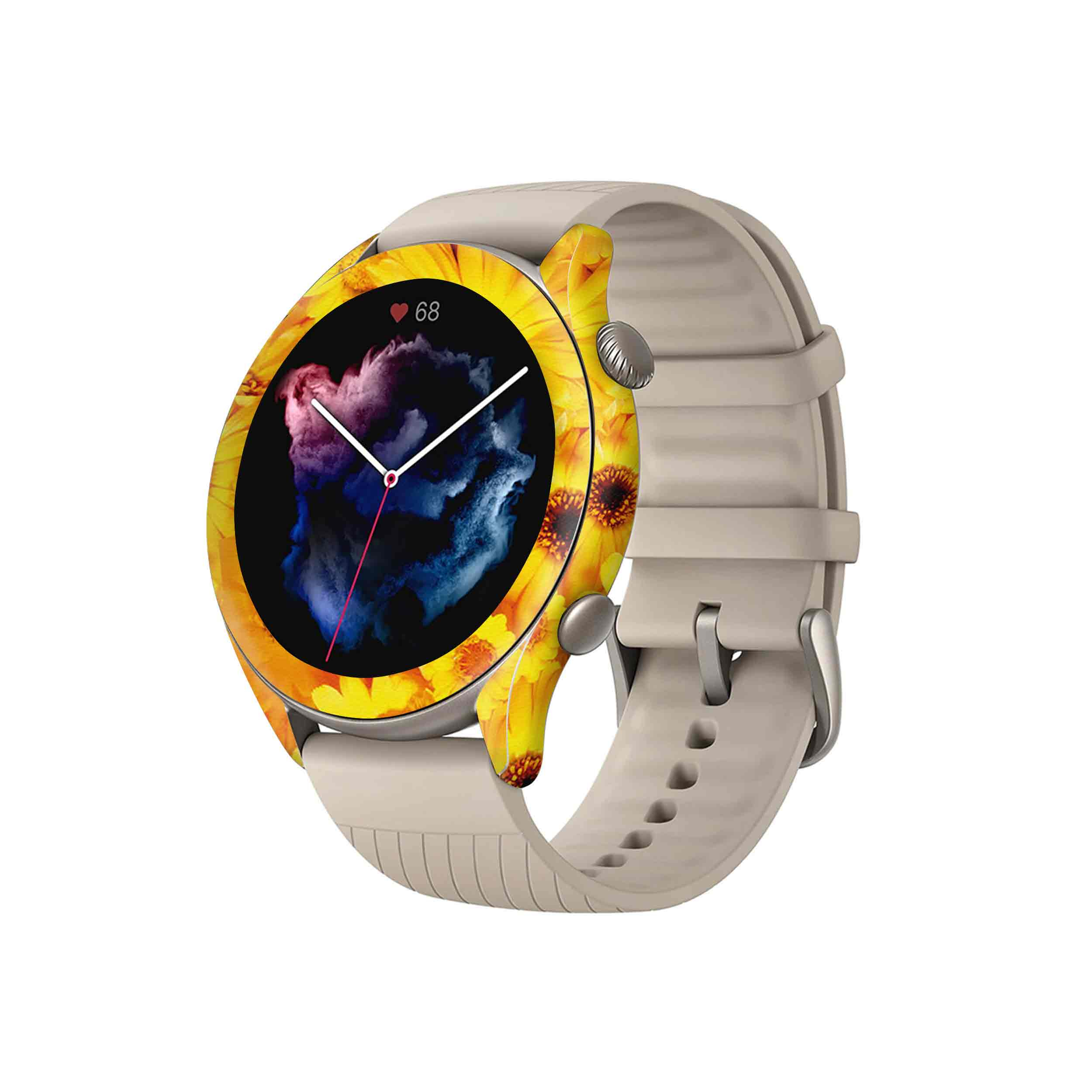 برچسب ماهوت طرح Yellow-Flower مناسب برای ساعت هوشمند آمازفیت GTR 3