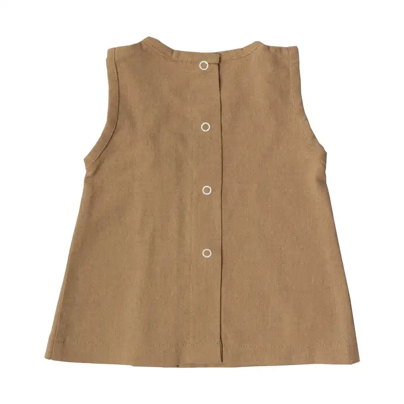 ست پیراهن و هدبند نوزادی آمورا مدل Rose رنگ نسکافه ای