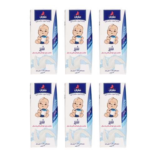 شیر پر چرب غنی شده ماجان کاله مقدار 200 میلی لیتر بسته 6 عددی