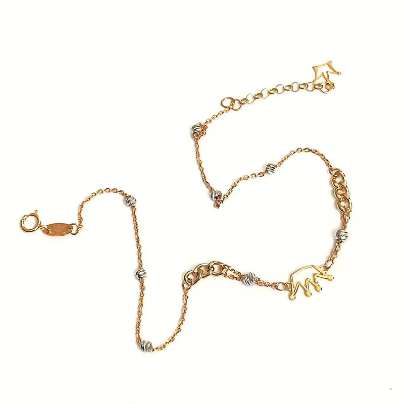 پابند طلا 18 عیار زنانه مدل P009 طرح پلاک تاج