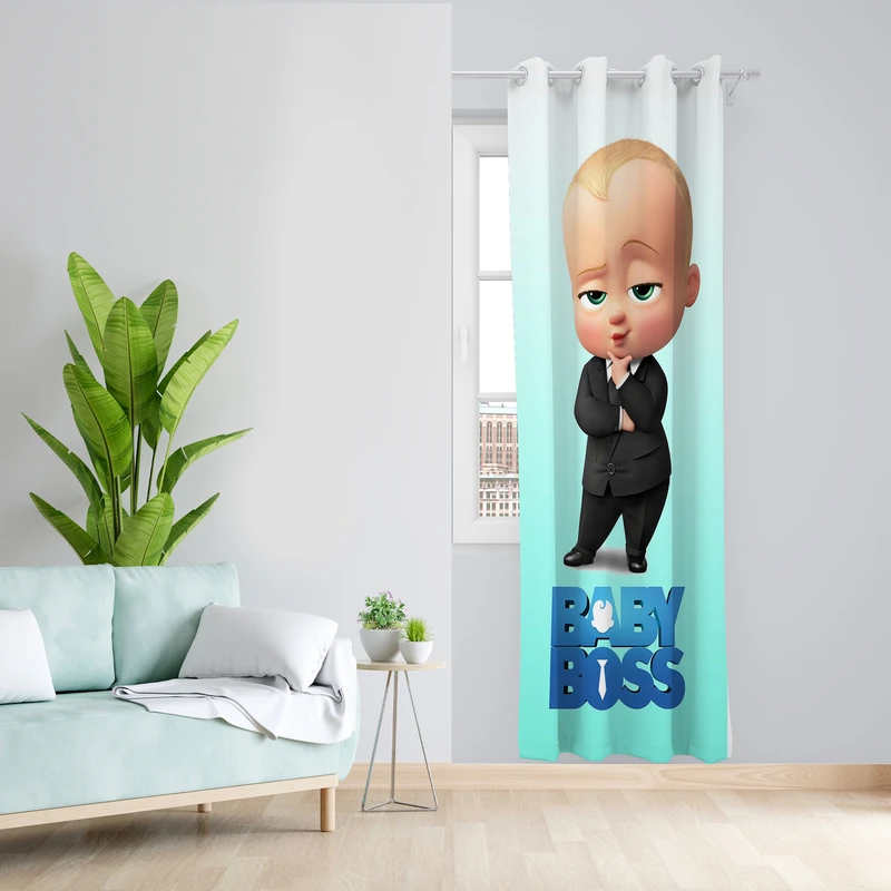 پرده طرح بچه رئیس مدل مخمل پانچی کد L 1174R Z سایز 140x200 سانتی متر